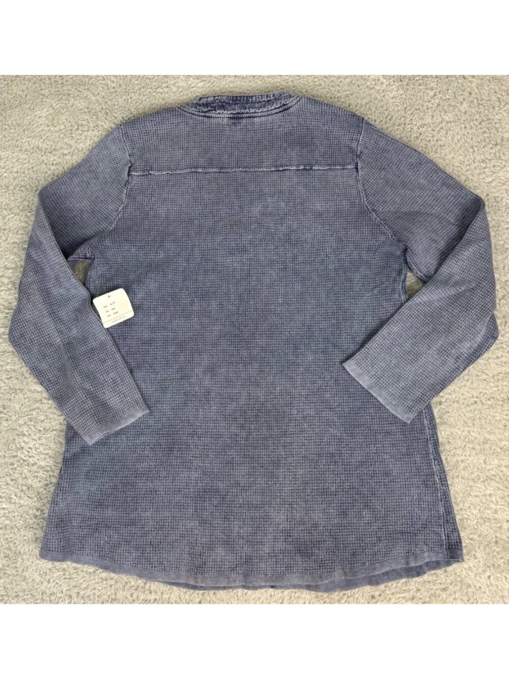 PBJ Blues Womens Indigo Tunic Shirt M/M Y2K Cottage Waffle Knit Stretch Comfort - Picture 7 of 16